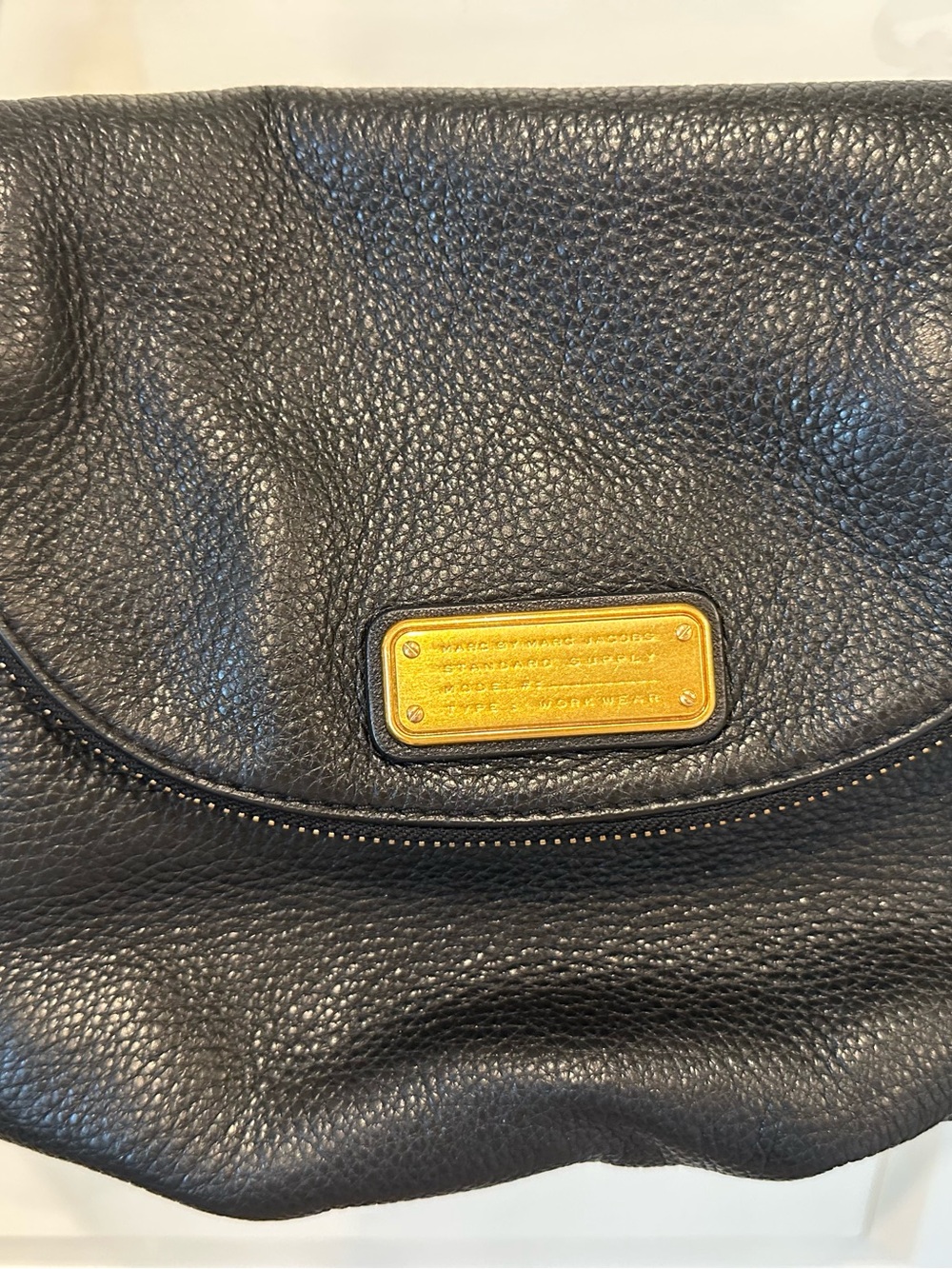 Marc by Marc Jacobs Black Pebbled Leather Shoulder Bag with Gold Hardware